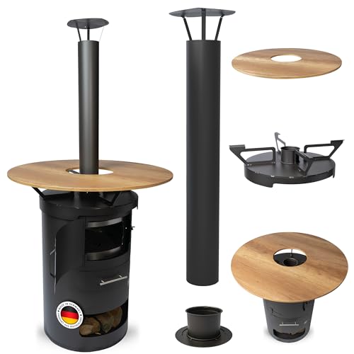 Komplettset – Multifunktionstonne als Stehtisch-Set #829 – 100cm Stehtischaufsatz & Feuerkorb – A. Weyck Tools Feuertonne, Dutch Oven Station, Bartisch & Kamin – Hitzebeständig bis 700 Grad von A. Weyck Tools