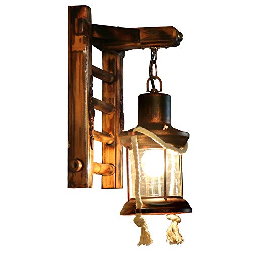 A.1.Coo Holz Retro Lichter rustikale Wohnzimmer Wandlampe Schlafzimmerwand Einfach Kreativ Wandleuchte Vintage Antik Nostalgie innen Design Wandlampe von A.1.Coo