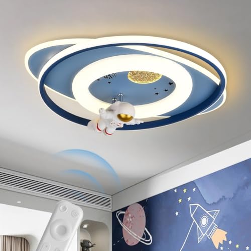 A.1.Coo Moderne LED Deckenleuchte Cartoon Astronaut Deckenleuchte Indoor Kinder Deckenleuchte Stufenlos Dimmbar Mit Fernbedienung Geeignet Für Schlafzimmer Kinderzimmer Kinderzimmer Wohnzimmer von A.1.Coo