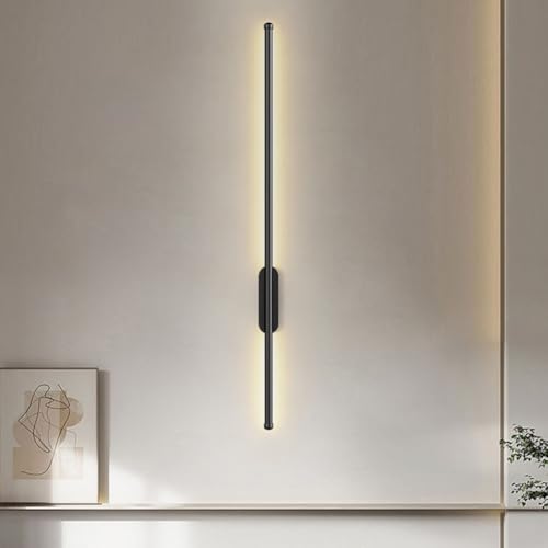 A.1.Coo Moderne LED Lange Wandlampe Innen Lineare Wandlampe Nachttisch Wandlampe Dekorative Wandlampe Warmes Licht 3000K Für Schlafzimmer Wohnzimmer Esszimmer Küche Flur Treppe Wandlicht(Black 80) von A.1.Coo