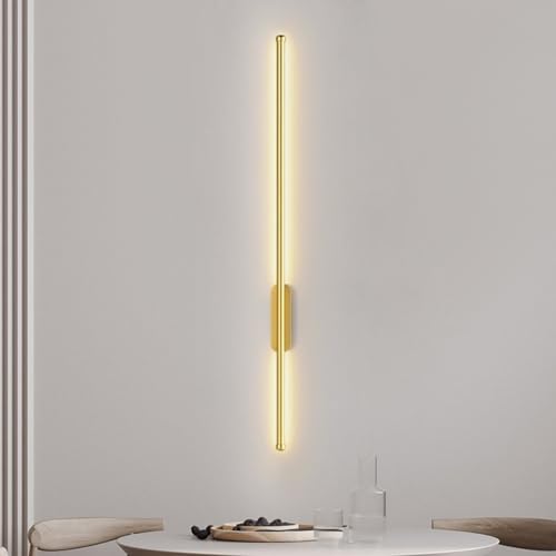 A.1.Coo Moderne LED Lange Wandlampe Innen Lineare Wandlampe Nachttisch Wandlampe Dekorative Wandlampe Warmes Licht 3000K Für Schlafzimmer Wohnzimmer Esszimmer Küche Flur Treppe Wandlicht(Gold 120) von A.1.Coo
