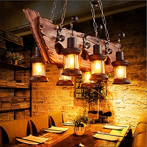 A.1.Coo Retro Lampe Deckenlampeled Rustikal Loft Hängeleuchte Holz Hängelampe Metall Höhenverstellbar Pendelleuchte Für Küche Esszimmer Bar Restaurant Wohnzimmer Café Lichter von A.1.Coo