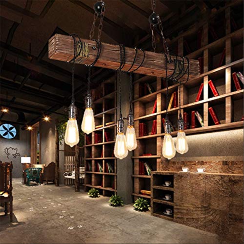 A.1.Coo Retro Pendelleuchte Industrielle Bar Hängeleuchte Persönlichkeit Wohnzimmer Holz Metall Pendellampe Höhenverstellbar E27 Industrial Hängelampe Esszimm... von A.1.Coo