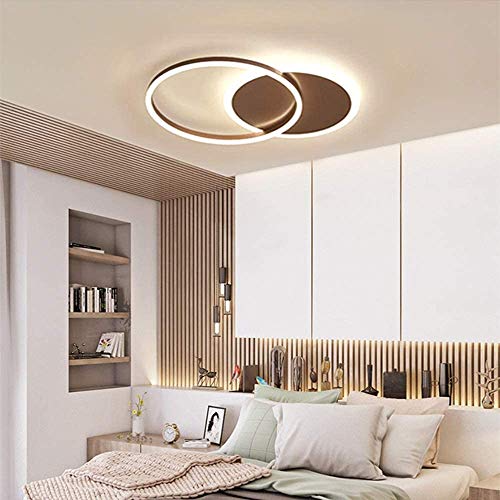 A.1.Coo LED Deckenleuchte Wohnzimmerlampe Ring Design Metall Deckenlampe Mit Fernbedienung Dimmbar Acryl Deckenbeleuchtung Kinderzimmer Lampe Esszimmer Schlafzimmerlampe Bad Flur,Braun,2 Ringe von A.1.Coo