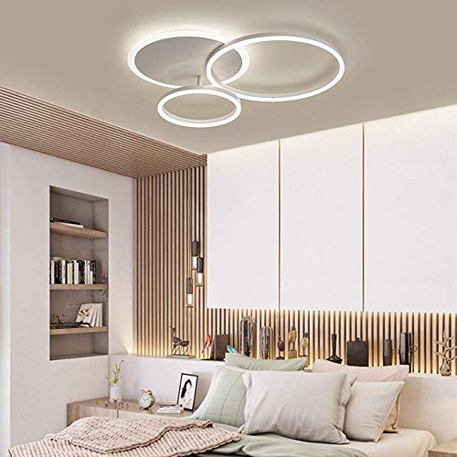 A.1.Coo LED Deckenleuchte Wohnzimmerlampe Ring Design Metall Deckenlampe Mit Fernbedienung Dimmbar Acryl Deckenbeleuchtung Kinderzimmer Lampe Esszimmer Schlafzimmerlampe Bad Flur,Weiß,3 Ringe von A.1.Coo