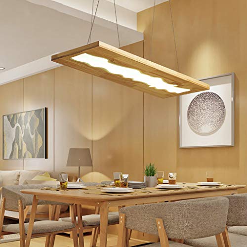 A.1.Coo LED Hängeleuchte Esszimmer Dimmbar Holz Hängelampe Hoehenverstellbar Eichenbrett Pendelleuchte Wohnzimmer 36W Mit Fernbedienung Café Industrie Kronleuchter Bar Küche Büro Deckenleuchte 107Cm von A.1.Coo