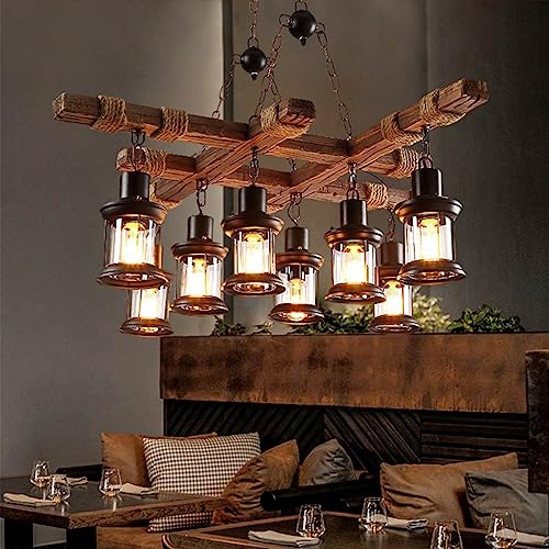 Retro Pendelleuchte Industrielle deckenlampe steampunk Holzlampen Deckenleuchte Industrial Vintage 8 Lichter,Loft Bar Esszimmer Landhaus Kronleuchter Antik Metall Glas Holz Dekorativer Hängelamp Retro Pendelleuchte Industrielle deckenlampe steampunk Holzlampen Deckenleuchte Industrial Vintage 8 Lichter,Loft Bar Esszimmer Landhaus Kronleuchter Antik Metall Glas Holz Dekorativer Hängelamp von A.1.Coo