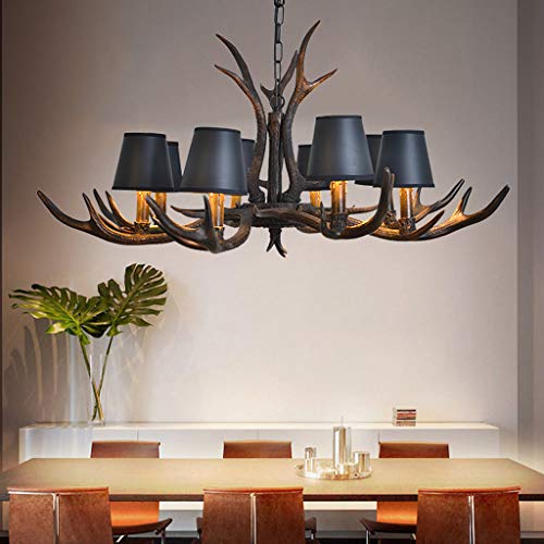 Vintage Pendelleuchte American Ländliche Kronleuchter Resin Geweihe Hängeleuchte Esstischlamp Schwarzer Lampenschirm E14 Leuchte Retro Deckenlampe Bar Wohnzimmer Cafe Esszimmer Hängelampe,8 heads Vintage Pendelleuchte American Ländliche Kronleuchter Resin Geweihe Hängeleuchte Esstischlamp Schwarzer Lampenschirm E14 Leuchte Retro Deckenlampe Bar Wohnzimmer Cafe Esszimmer Hängelampe,8 heads von A.1.Coo