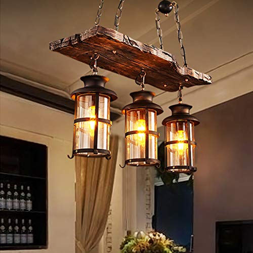 Vintage Pendelleuchte Retro Hängeleuchte Industrielle Restaurant Lichter Holz Und Metall Loft Bar Glaslampenschirm Pendellampe Höhenverstellbar E27 Hängelampe Esszimmer Wohnzimmer Café,3 heads Vintage Pendelleuchte Retro Hängeleuchte Industrielle Restaurant Lichter Holz Und Metall Loft Bar Glaslampenschirm Pendellampe Höhenverstellbar E27 Hängelampe Esszimmer Wohnzimmer Café,3 heads von A.1.Coo