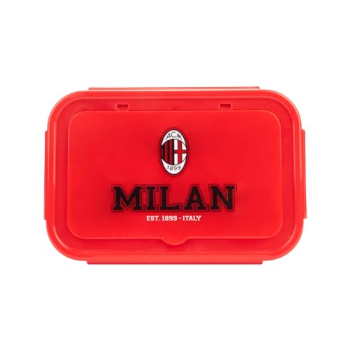 A.C. Milan - College-Lunchbox mit Besteck inklusive und herausnehmbaren Innenfächern, offizielles Produkt von A.C. Milan