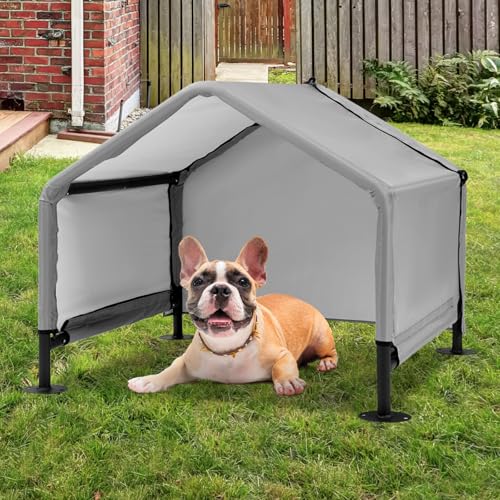 A.FATI Hundehütte Outdoor für Kleine bis Mittlere Hunde, 75x65x65 cm, Wasserdicht Hundezelt mit Rückwand, Sonnenschutz Hundeliege mit Dach für Kleintiere, Hühner, Katzen, Welpen, Farbe in Grau A.FATI Hundehütte Outdoor für Kleine bis Mittlere Hunde, 75x65x65 cm, Wasserdicht Hundezelt mit Rückwand, Sonnenschutz Hundeliege mit Dach für Kleintiere, Hühner, Katzen, Welpen, Farbe in Grau von A.FATI
