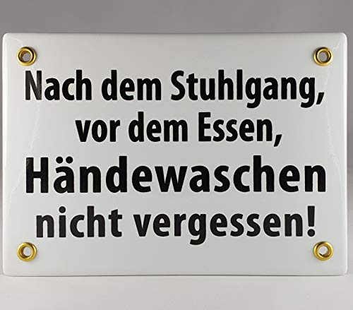 A.G.S. Emaille Schild Handarbeit Nr.31 - Nach dem Stuhlgang vor dem Essen Händewaschen Nicht vergessen von A.G.S.