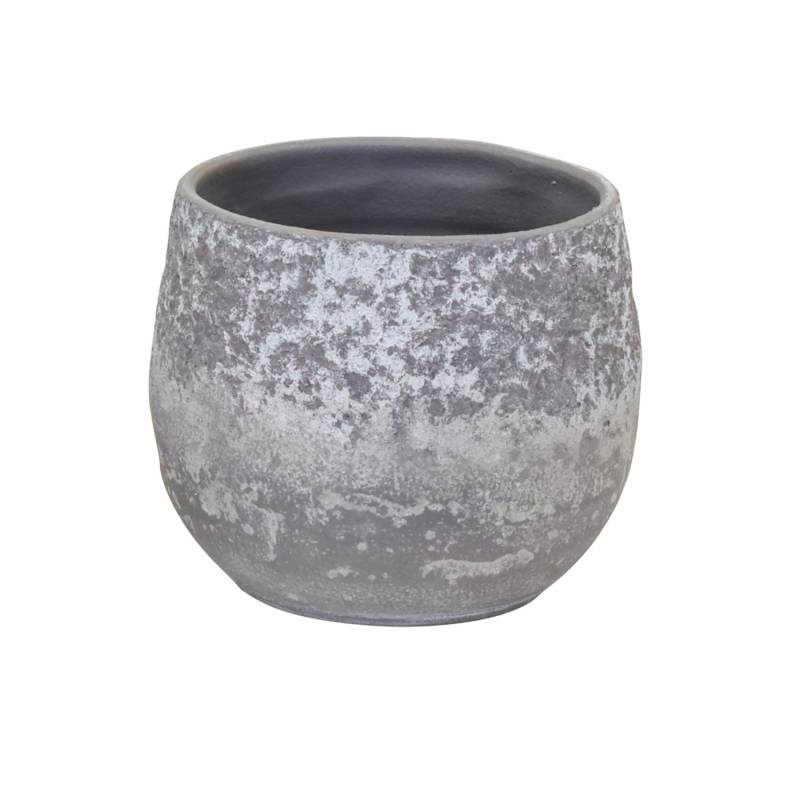 A.H.G. Keramiktopf Rustic Glasiert Rund Bauchig 19 cm x 17 cm Grau von A.H.G.