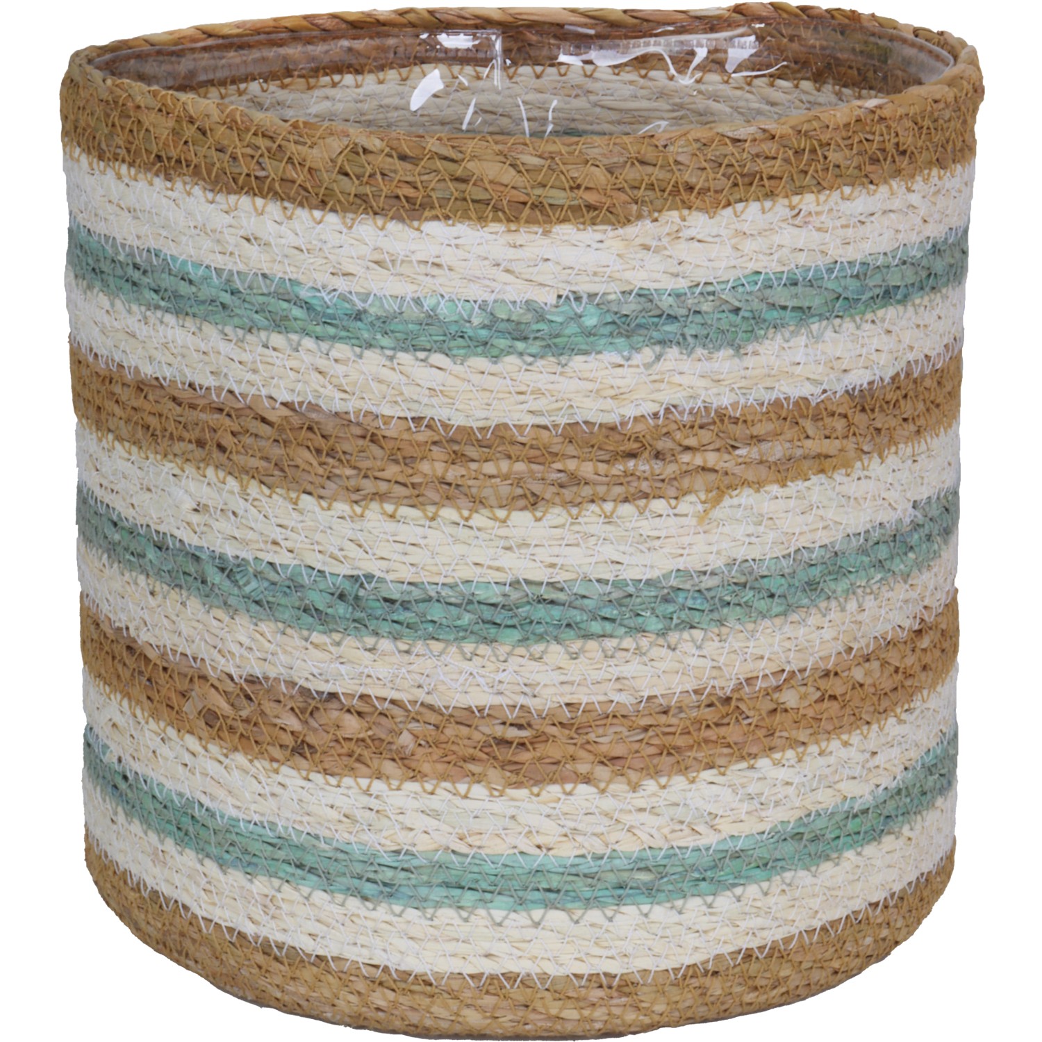 A.H.G. Pflanzkorb Seegras Zick Zack Uni Wasserdicht Ø 14 cm x 14 cm Salbeibeige von A.H.G.