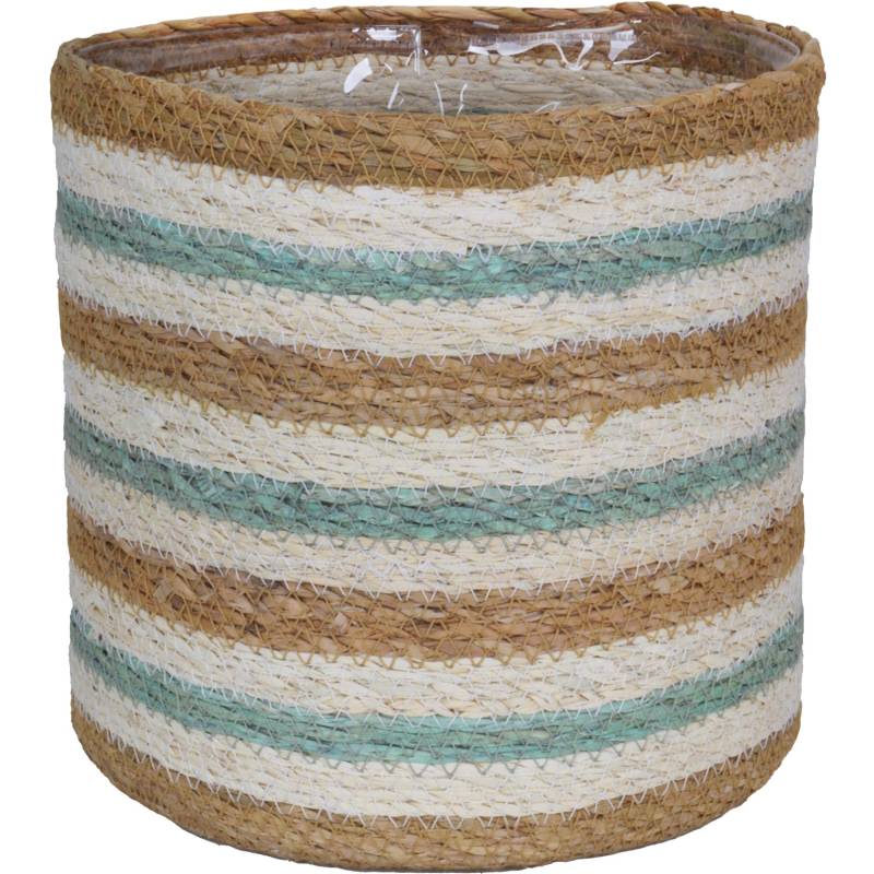 A.H.G. Pflanzkorb Seegras Zick Zack Uni Wasserdicht Ø 18 cm x 18 cm Salbeibeige von A.H.G.