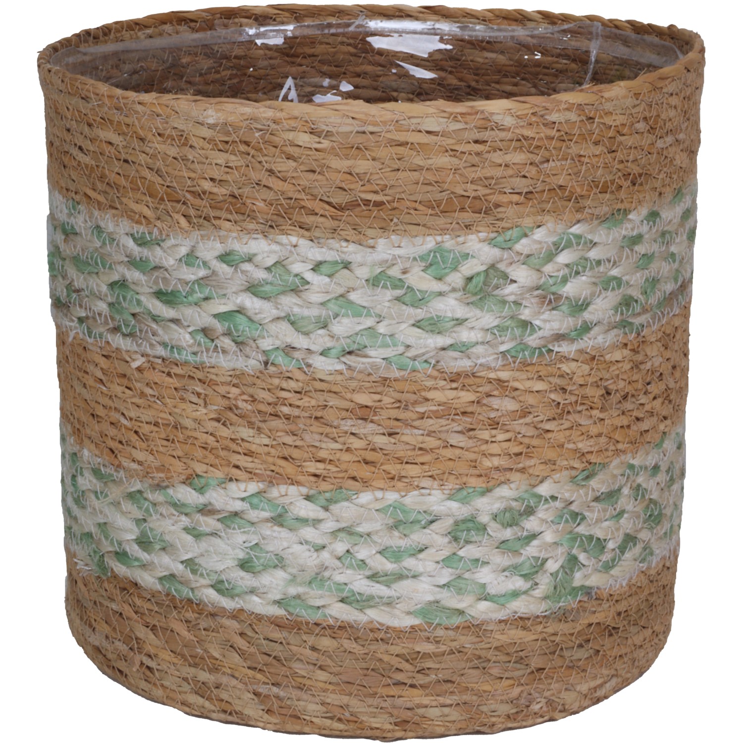 A.H.G. Pflanzkorb Seegras Zick Zack Wasserdicht Ø 16 cm x 16 cm Salbeibeige von A.H.G.