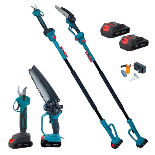 A.M.C. Astschere mit Akku, Kettensäge 8 Zoll mit Öler + Teleskopstange 128 – 248 cm, 3-in-1-Set, elektrische Gartenschere zum Beschneiden von Garten, Ästen, Sträuchern, Weinbergen A.M.C. Astschere mit Akku, Kettensäge 8 Zoll mit Öler + Teleskopstange 128 – 248 cm, 3-in-1-Set, elektrische Gartenschere zum Beschneiden von Garten, Ästen, Sträuchern, Weinbergen von A.M.C.