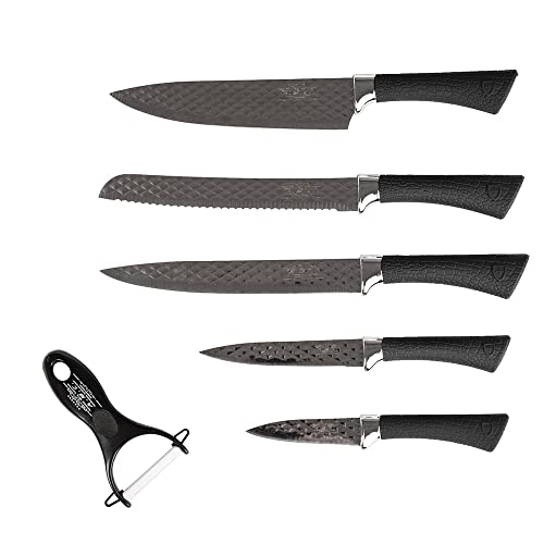 AMC Messerset Modell Keramik Sparschäler Farbe Diamond 6 teilig aus hochwertiger Keramik Messerset Ergonomische Form und scharfe Klinge deutsches Design Oberfläche mit antibakterieller Technologie von A.M.C.
