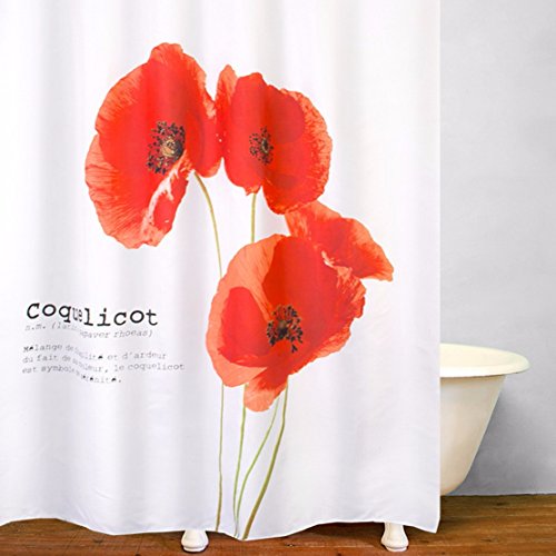 A.Monamour 100% Polyester Wasserdicht Umweltfreundlicher Stoff Jahrgang Bad Duschvorhang Klein Mittel Groß Größen Rote Mohnblumen 1.8X2M / 72 "X78 A.Monamour 100% Polyester Wasserdicht Umweltfreundlicher Stoff Jahrgang Bad Duschvorhang Klein Mittel Groß Größen Rote Mohnblumen 1.8X2M / 72 "X78 von A.Monamour
