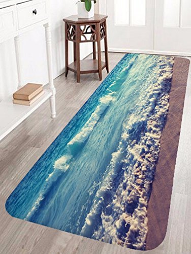 A.Monamour Badematten Badteppiche Badvorleger Blauen Ozean Meer Große Wellen Strand Meer Natur Tropische Landschaft rutschfeste Bad Teppiche Matten Für Bad Badewanne Matten 40x120cm von A.Monamour