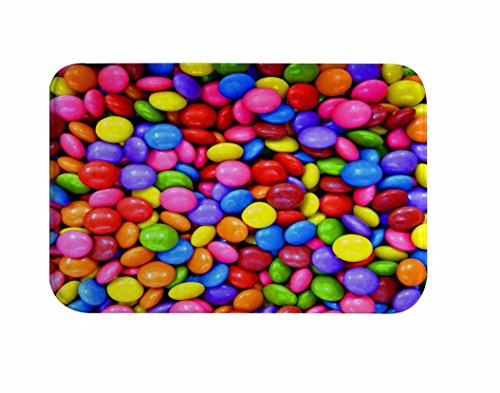 A.Monamour Badematten Badteppiche Badvorleger Bunte Regenbogen-Pille Geformte Süßigkeit 3D-Bild-Weiche Flanell Anti-Rutsch-Antibakterielle Gummi-Bad Teppiche Wanne Matten Für Kinder 40X60Cm / 16 "X24 von A.Monamour