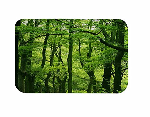 A.Monamour Badematten Badteppiche Badvorleger Natur Landschaft Grüne Bäume Wald Bild Drucken Flanell Absorptionsmittel Anti-Rutsch Zen Yoga Meditation Matten Bad Teppiche Fußmatten Boden Teppich von A.Monamour