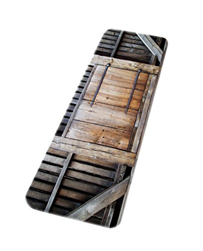 A.Monamour Badematten Badteppiche Badvorleger Rustikale Retro Garten Zaun Holz Planken Scheune Garagentor 3D Kunstdruck Mikrofaser Flanell Maschine Bad Matten Teppiche Haustür Teppiche Fußmatten von A.Monamour