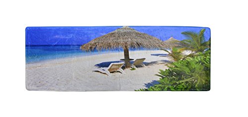 A.Monamour Badematten Badteppiche Badvorleger Tropische Waldbäume Blauer Meer Strand Strand Stühle Stroh Sonnenschirm Gedruckt Bad Matte Reibt Boden Teppiche Für Wohnzimmer 40X60cm / 16 "X24 von A.Monamour