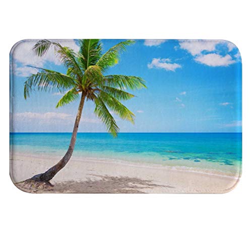 A.Monamour Badematten Badteppiche Badvorleger Tropischer Strand Mit Kokospalme Thailand KOH Lanta Insel Natur Landschaft Saugfähigen Flanell rutschfeste Renner Teppiche Tür Matte 40x60cm von A.Monamour