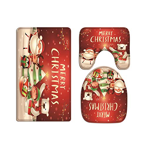 A.Monamour Badezimmer Badematte 3 Teilig Set Cartoon Weihnachtsfreunde Santa Claus Schneemann Urlaub Flanell WC Toilette Deckel Deckt Bad Matte Teppich Badteppiche Badvorleger Badgarnitur Vorleger A.Monamour Badezimmer Badematte 3 Teilig Set Cartoon Weihnachtsfreunde Santa Claus Schneemann Urlaub Flanell WC Toilette Deckel Deckt Bad Matte Teppich Badteppiche Badvorleger Badgarnitur Vorleger von A.Monamour