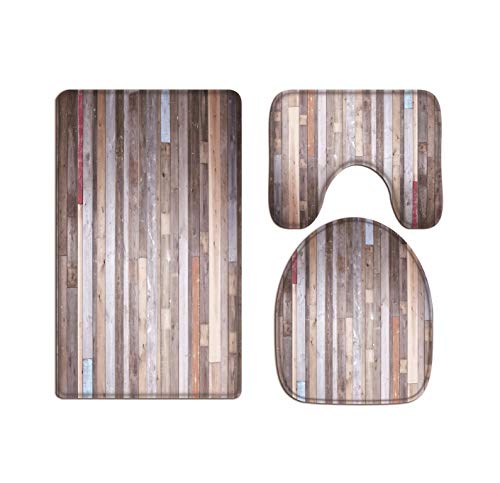 A.Monamour Badezimmer Badematte 3 Teilig Set Hölzerne Beschaffenheitszusammenfassungshintergründe des Rustikalen Hölzernen Plankenbauholzes Flanell Badteppiche Badvorleger Badgarnitur WC Vorleger A.Monamour Badezimmer Badematte 3 Teilig Set Hölzerne Beschaffenheitszusammenfassungshintergründe des Rustikalen Hölzernen Plankenbauholzes Flanell Badteppiche Badvorleger Badgarnitur WC Vorleger von A.Monamour