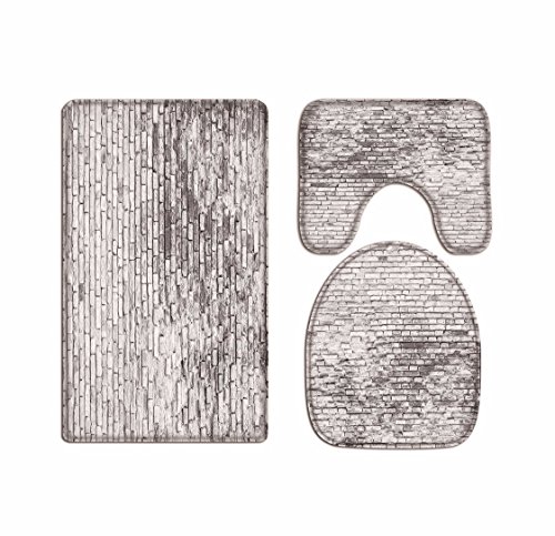 A.Monamour Badezimmer Badematte 3 Teilig Set Set Abgenutzte Befleckte Weiße Backsteinmauer Toilettendeckel Abdeckt Badmatte Teppich Flanell Saugfähig Badteppiche Badvorleger Badgarnitur WC Vorleger A.Monamour Badezimmer Badematte 3 Teilig Set Set Abgenutzte Befleckte Weiße Backsteinmauer Toilettendeckel Abdeckt Badmatte Teppich Flanell Saugfähig Badteppiche Badvorleger Badgarnitur WC Vorleger von A.Monamour