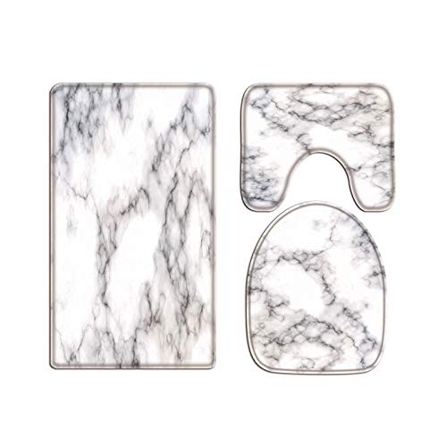 A.Monamour Badezimmer Badematte 3 Teilig Set Weißer Marmor Textur Hintergrund Flanell WC Toilette Deckel Deckt Bad Matte Teppich Badteppiche Badvorleger Badgarnitur Vorleger A.Monamour Badezimmer Badematte 3 Teilig Set Weißer Marmor Textur Hintergrund Flanell WC Toilette Deckel Deckt Bad Matte Teppich Badteppiche Badvorleger Badgarnitur Vorleger von A.Monamour