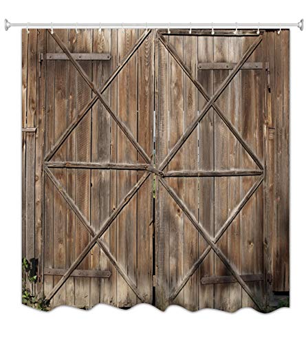 A.Monamour Duschvorhänge Westlichen Rustikalen Alten Bewaldeten Scheunentor Mit Metallgriff Holz Textur Hintergründe Druck Polyester Wasserdicht Mehltaufrei Duschvorhang Für Badezimmer 180X180 cm A.Monamour Duschvorhänge Westlichen Rustikalen Alten Bewaldeten Scheunentor Mit Metallgriff Holz Textur Hintergründe Druck Polyester Wasserdicht Mehltaufrei Duschvorhang Für Badezimmer 180X180 cm von A.Monamour
