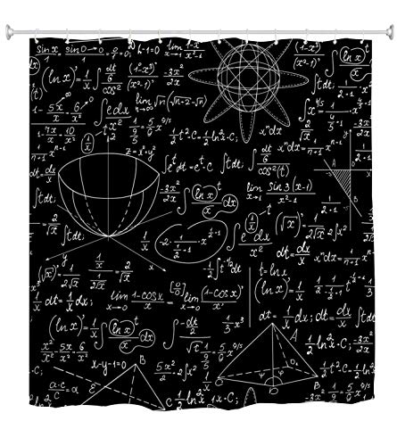 A.Monamour Duschvorhang Mathematische Algebra Gleichungen Formeln Berechnungen Handgeschrieben Mit Kreide Auf Tafeleffekt Wasserdichtes Polyestergewebe Duschvorhang Set Mit Haken Für Bad 180x200cm von A.Monamour