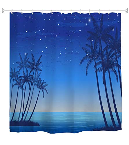 A.Monamour Duschvorhang Palme Sternenhimmel Blau Ozean Meer Strand Landschaft Bei Nacht Blau Hintergrund Wasserdicht Polyester Duschvorhang Für Bad Badewanne Zubehör 180X180 cm / 72X72 A.Monamour Duschvorhang Palme Sternenhimmel Blau Ozean Meer Strand Landschaft Bei Nacht Blau Hintergrund Wasserdicht Polyester Duschvorhang Für Bad Badewanne Zubehör 180X180 cm / 72X72 von A.Monamour
