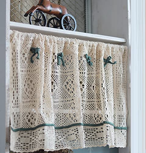 A.Monamour Gardine Scheibengardinen Kurzstores Beige Boho Baumwolle Leinen Häkeln Stricken Landhausstil Kurzvorhang Kurzgardinen Küchengardine Küchenvorhang Volants Küche Fenster Kurz Vorhang von A.Monamour