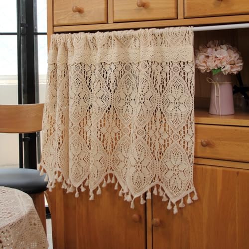 A.Monamour Gardine Scheibengardinen Kurzstores Rustikale Boho Baumwolle Blumen Hohlen Häkeln Spitze Halb Transparent Mit Quasten Kurzvorhang Küchengardine Küche Vorhang Kurz Stores Bistrogardine A.Monamour Gardine Scheibengardinen Kurzstores Rustikale Boho Baumwolle Blumen Hohlen Häkeln Spitze Halb Transparent Mit Quasten Kurzvorhang Küchengardine Küche Vorhang Kurz Stores Bistrogardine von A.Monamour