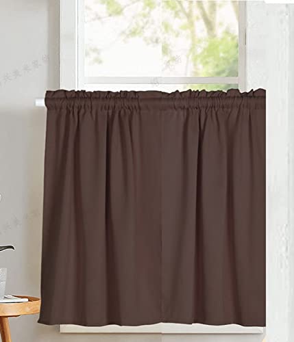 A.Monamour Gardine Scheibengardinen Kurzstores Solide Kaffeefarbe Blickdicht Verdunkelungsvorhang Kurzvorhang Kurzgardinen Küchengardine Küchenvorhang Küche Vorhang Fenster Kurz Stores Bistrogardine von A.Monamour