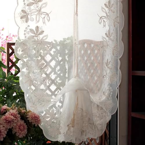 A.Monamour Raffrollo mit Schlaufen Raffgardinen Bindegardine Schlaufenrollo Weißer Transparenter Bestickter Voile Floraler Spitze Küche Gardine Vorhang Store, Rod Tasche/Pinch Pleat, 1 Stück A.Monamour Raffrollo mit Schlaufen Raffgardinen Bindegardine Schlaufenrollo Weißer Transparenter Bestickter Voile Floraler Spitze Küche Gardine Vorhang Store, Rod Tasche/Pinch Pleat, 1 Stück von A.Monamour