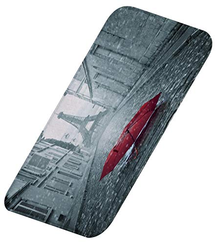 A.Monamour Rutschfest Saugfähig Waschbar Badematte Eiffelturmansicht Vom Roten Regenschirm Pariser Straße Im Regen Weich Flanell Badezimmerteppich Badteppich Badvorleger Badewanne Dusche Duschvorleger von A.Monamour