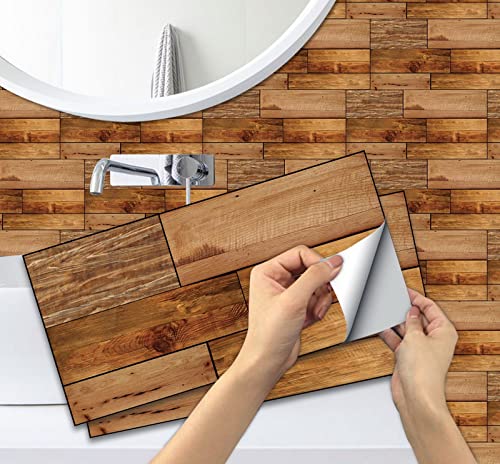 A.Monamour Selbstklebend PVC Klebefliesen Fliesenaufkleber 3D Fliesen Holzoptik Wasserdicht Wand Folie Deko Fliesenfolie Klebefolie Fliesensticker Treppe Aufkleber für Küche Bad Backsplash 15cmx30cm A.Monamour Selbstklebend PVC Klebefliesen Fliesenaufkleber 3D Fliesen Holzoptik Wasserdicht Wand Folie Deko Fliesenfolie Klebefolie Fliesensticker Treppe Aufkleber für Küche Bad Backsplash 15cmx30cm von A.Monamour