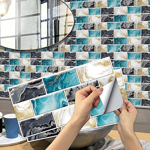 A.Monamour Selbstklebend PVC Klebefliesen Fliesenaufkleber 3D Mosaik Fliesen Steinoptik Backstein Wand Folie Deko Fliesenfolie Klebefolie Treppe Aufkleber für Küche Bad Backsplash 15cmx30cm von A.Monamour