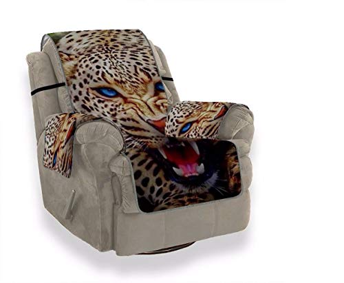 A.Monamour Sofabezug Sofaüberwurf Sesselschoner Blauäugiges Wütend Leopard Portrait Tier Themed Decor Samt Sesselbezug Sesselhusse Sessel Abdeckung Sesselschutz Stuhl Abdeckung Stuhlschutz von A.Monamour