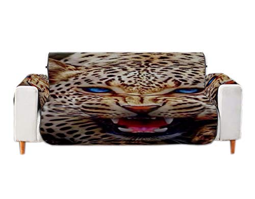 A.Monamour Sofabezug Sofaüberwurf Sesselschoner Blauäugiges Wütend Leopard Portrait Tier Themed Decor Samt Stuhl Abdeckung Sofa Abdeckung Sofaschoner Sofahusse Sofaschonbezug Sofaschutz von A.Monamour