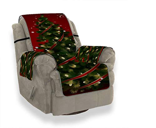 A.Monamour Sofabezug Sofaüberwurf Sesselschoner Weihnachten Kiefer Roter Hintergrund Samt Sesselbezug Sesselhusse Sessel Abdeckung Sesselschutz Stuhl Abdeckung Stuhlschutz von A.Monamour