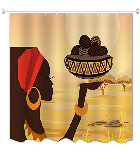 A.Monamour Traditionelle Afro Afrikanische Mädchen Duschvorhang Themed Wasserabweisend Schimmelresistent Polyester Badvorhang Für Bad Dusche Dekorationen 180X200 cm / 72 "X78 A.Monamour Traditionelle Afro Afrikanische Mädchen Duschvorhang Themed Wasserabweisend Schimmelresistent Polyester Badvorhang Für Bad Dusche Dekorationen 180X200 cm / 72 "X78 von A.Monamour
