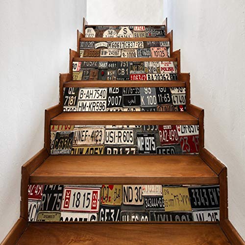 A.Monamour Treppenaufkleber Selbstklebend 3D Alte Oldtimer Nummernschilder An Der Wand Abstrakt Vinyl Wasserdicht Treppe Aufkleber Fliesenaufkleber Abziehbilder Wandaufkleber Wandtattoos 6 Stücke A.Monamour Treppenaufkleber Selbstklebend 3D Alte Oldtimer Nummernschilder An Der Wand Abstrakt Vinyl Wasserdicht Treppe Aufkleber Fliesenaufkleber Abziehbilder Wandaufkleber Wandtattoos 6 Stücke von A.Monamour