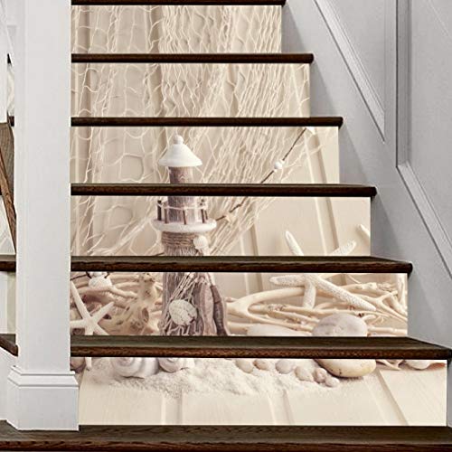 A.Monamour Treppenaufkleber Selbstklebend 3D Muster Fischernetz Seestern Muschel Leuchtturm Vinyl Wasserdicht Treppe Aufkleber Fliesenaufkleber Abziehbilder Wandaufkleber Wandtattoos DIY 6 Stücke A.Monamour Treppenaufkleber Selbstklebend 3D Muster Fischernetz Seestern Muschel Leuchtturm Vinyl Wasserdicht Treppe Aufkleber Fliesenaufkleber Abziehbilder Wandaufkleber Wandtattoos DIY 6 Stücke von A.Monamour
