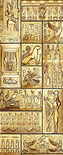 A.Monamour Türtapete Selbstklebend Türfolie Türposter 3D Altes Ägyptisches Hieroglyphen Symbol Goldenes Wandbild Vinyl Folie Türdeko Tapete Wandbild Türaufkleber Türtattoo 77 x 200 cm von A.Monamour